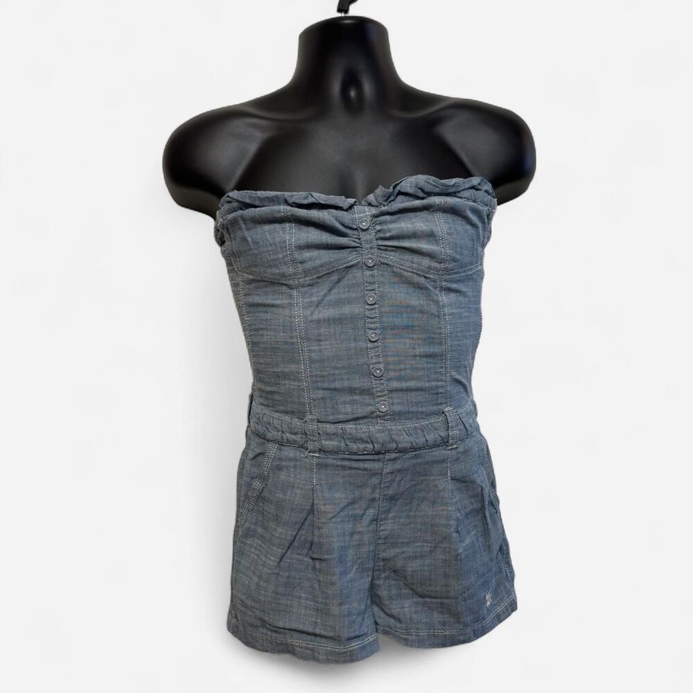 Abercrombie-fitch Women's Blue and Grey Playsuit-romper